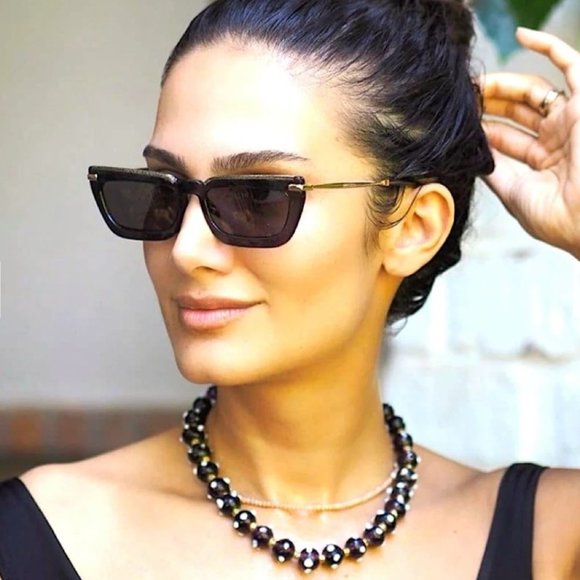 🔥 NEW JIMMY CHOO BLACK ACETATE SUNGLASSES - Picture 1 of 8